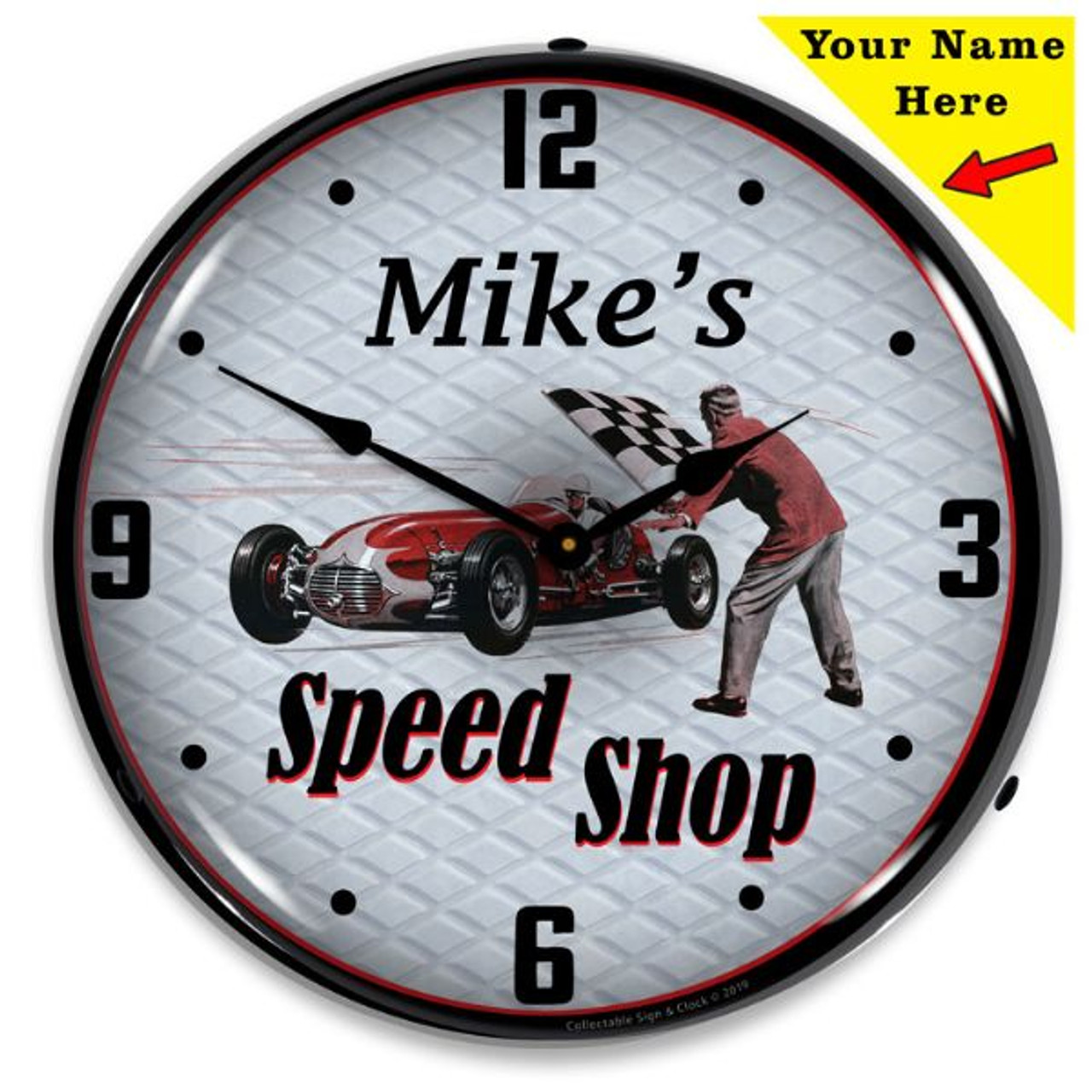 Custom Speed Shop Garage LED Backlit Clock