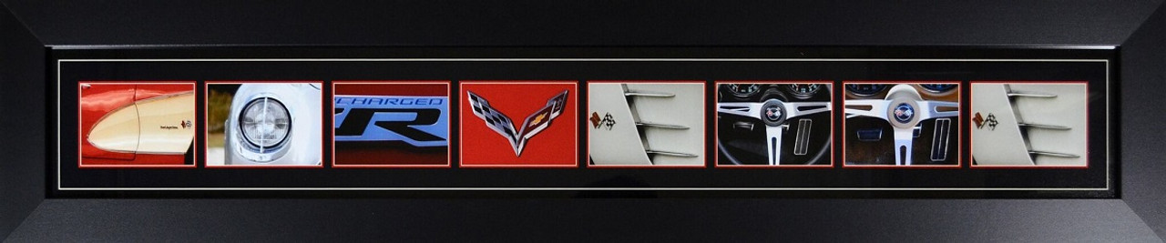 Corvette Word Art Panorama Framed Canvas Picture