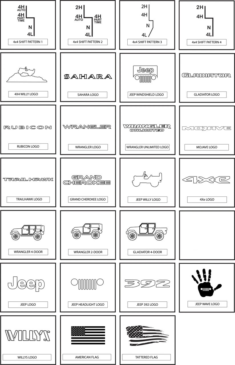 Jeep Logo Choices (not all available for this item)