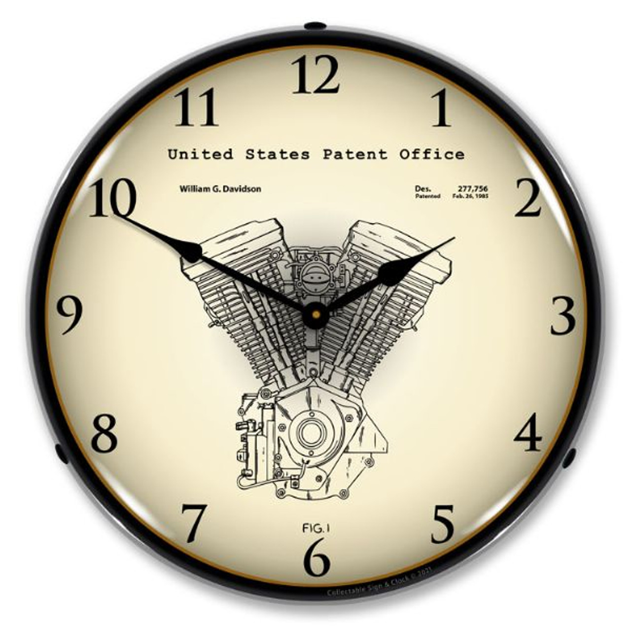 Harley Davidson Evolution Engine Patent LED Backlit Clock