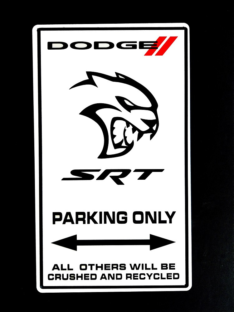 Dodge SRT Hellcat Parking Only Metal Sign | Auto Gear Direct