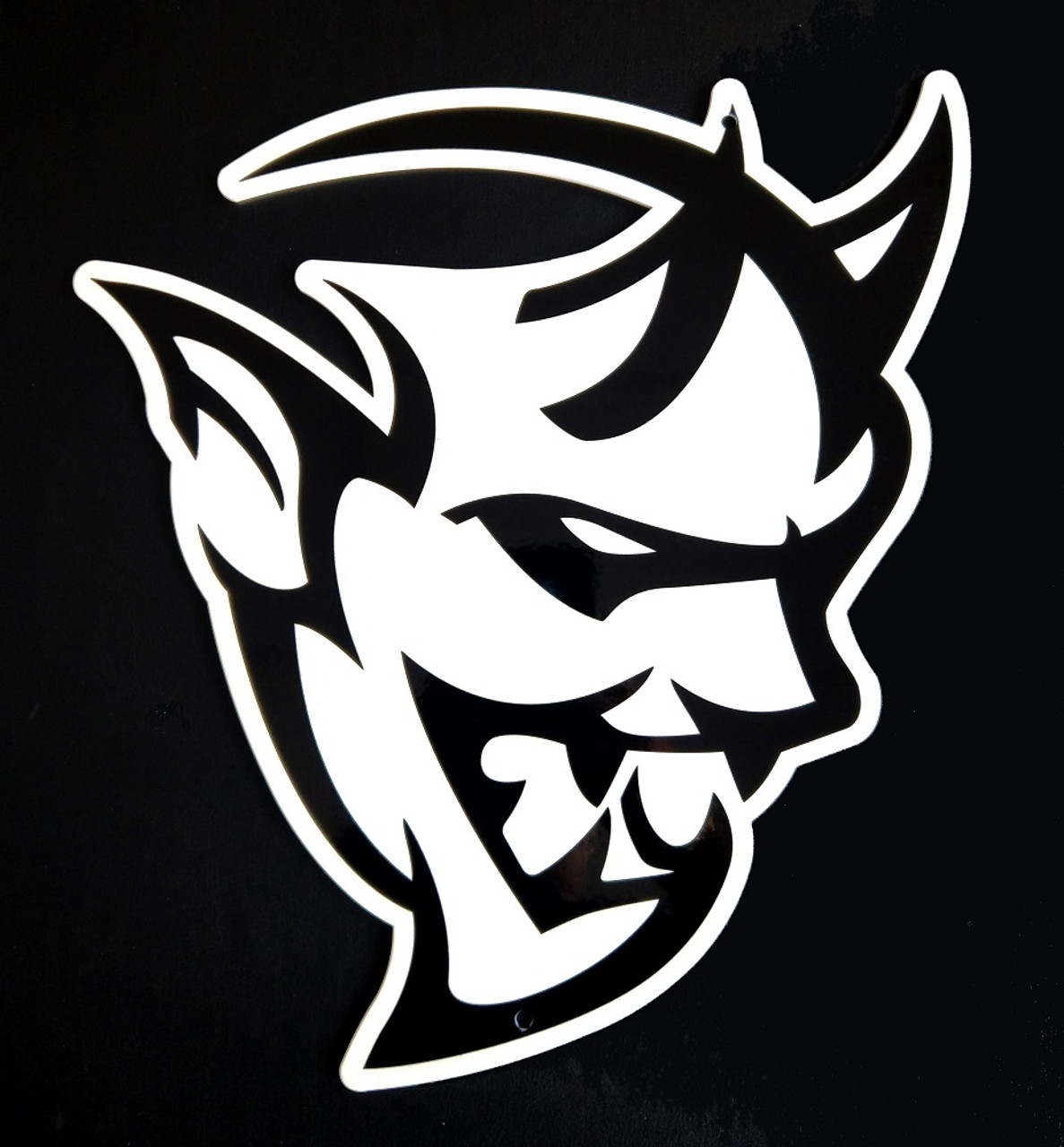 Dodge Demon Head Black Cut Out Emblem Metal Sign