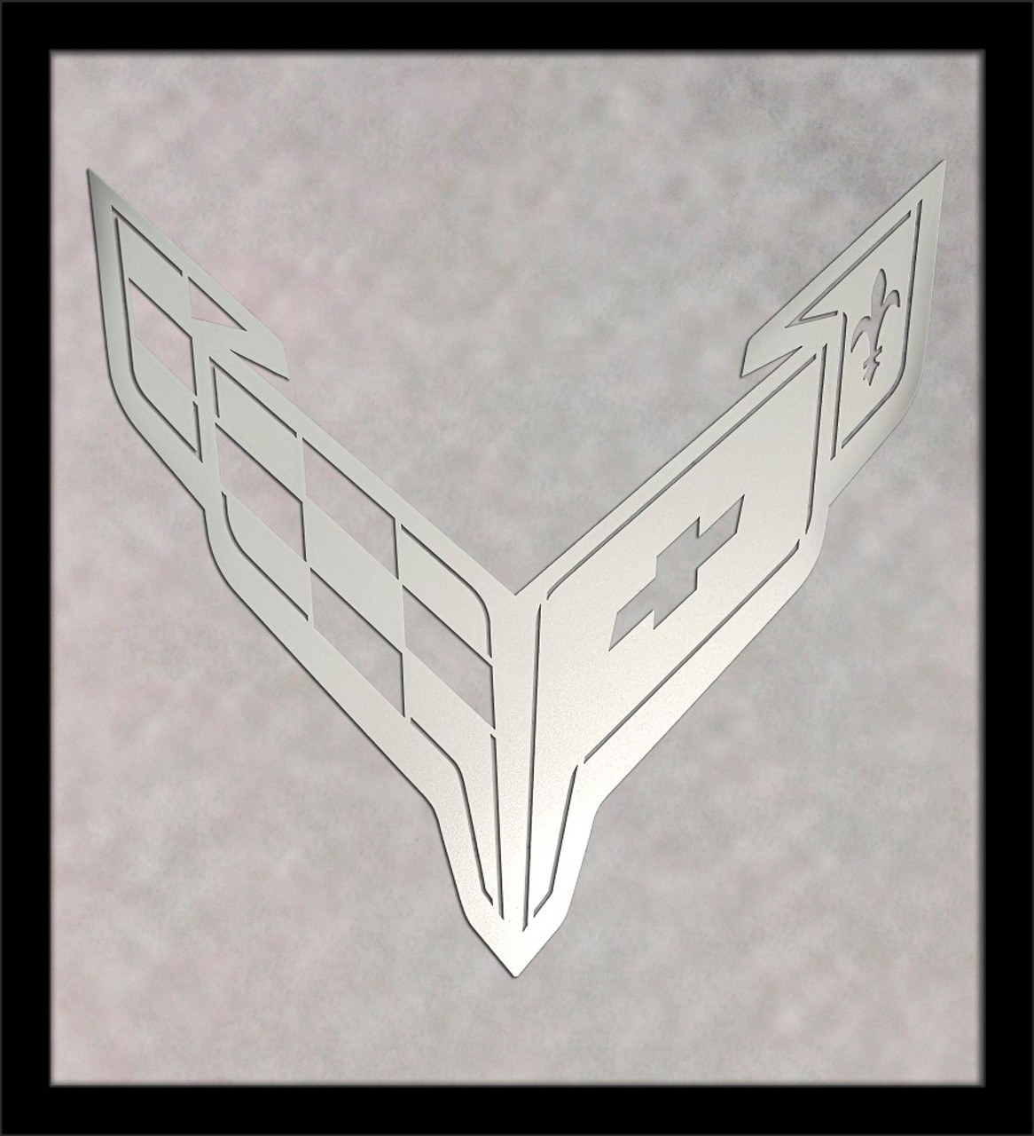 C8 Corvette Framed Laser Cut Logo - White