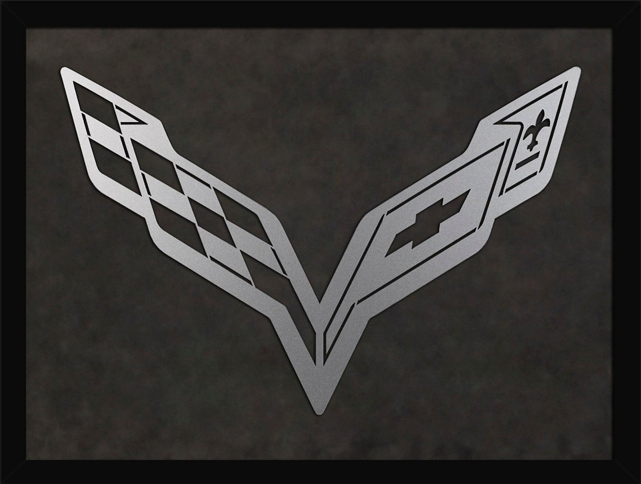 C7 Corvette Framed Laser Cut Logo - Dark Gray (Charcoal)