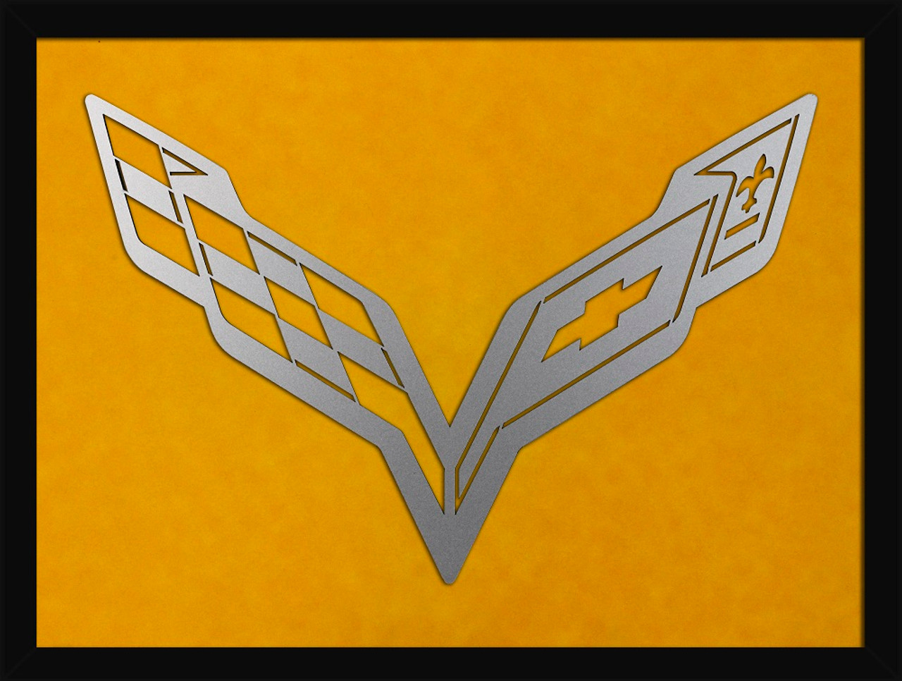 C7 Corvette Framed Laser Cut Logo - Yellow