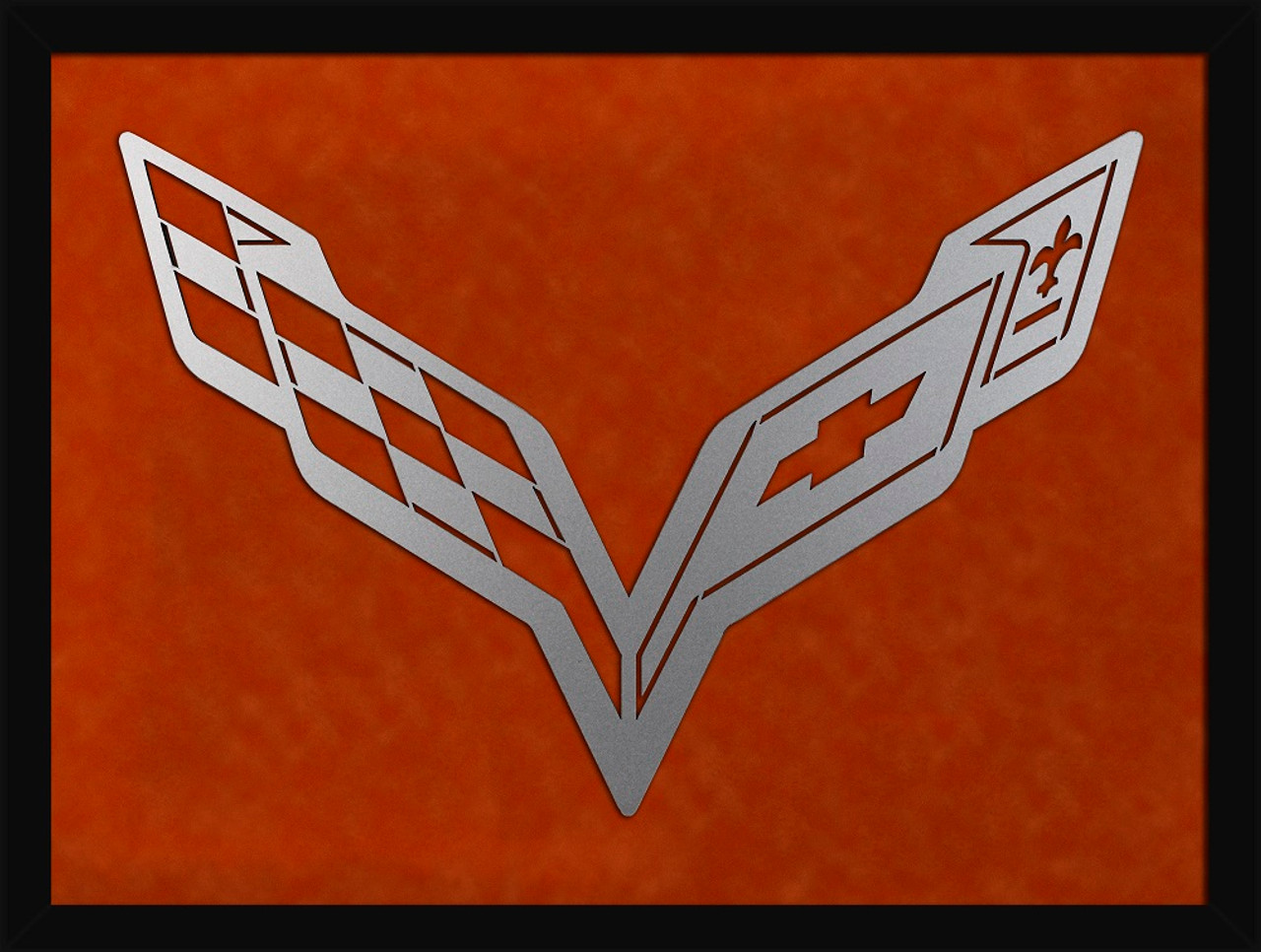 C7 Corvette Framed Laser Cut Logo - Orange