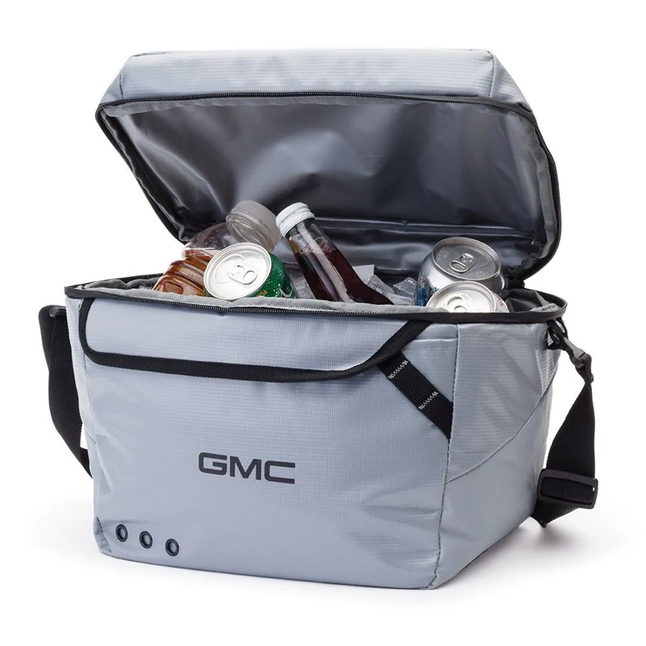 GMC Gray and Black 24 Can Box Cooler Bag (open)