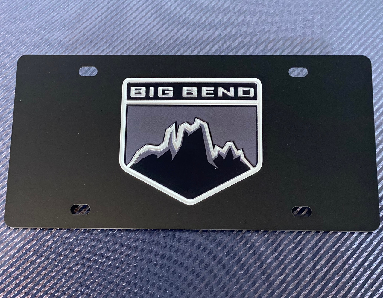 Ford Bronco Big Bend Carbon Stainless Steel License Plate (alt angle)