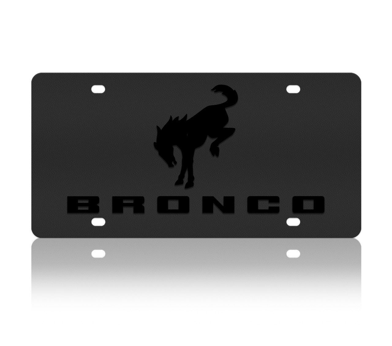 Ford Bronco Carbon Stainless Steel License Plate - Black Logo/Word