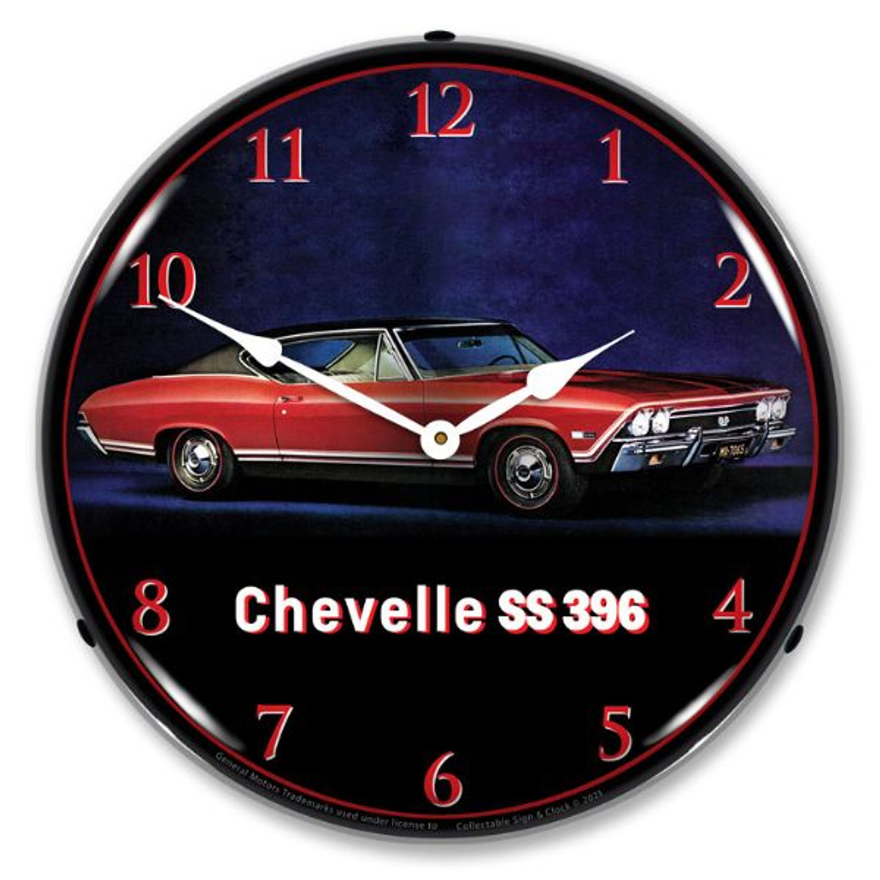 1968 Red Chevelle SS 396 LED Backlit Clock