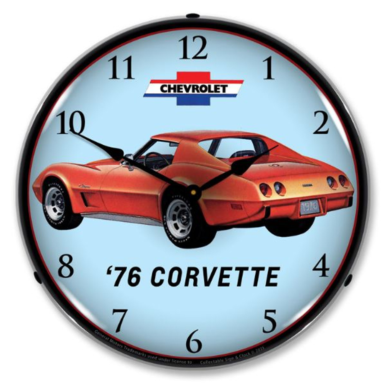 C3 1976 Orange Corvette LED Backlit Clock