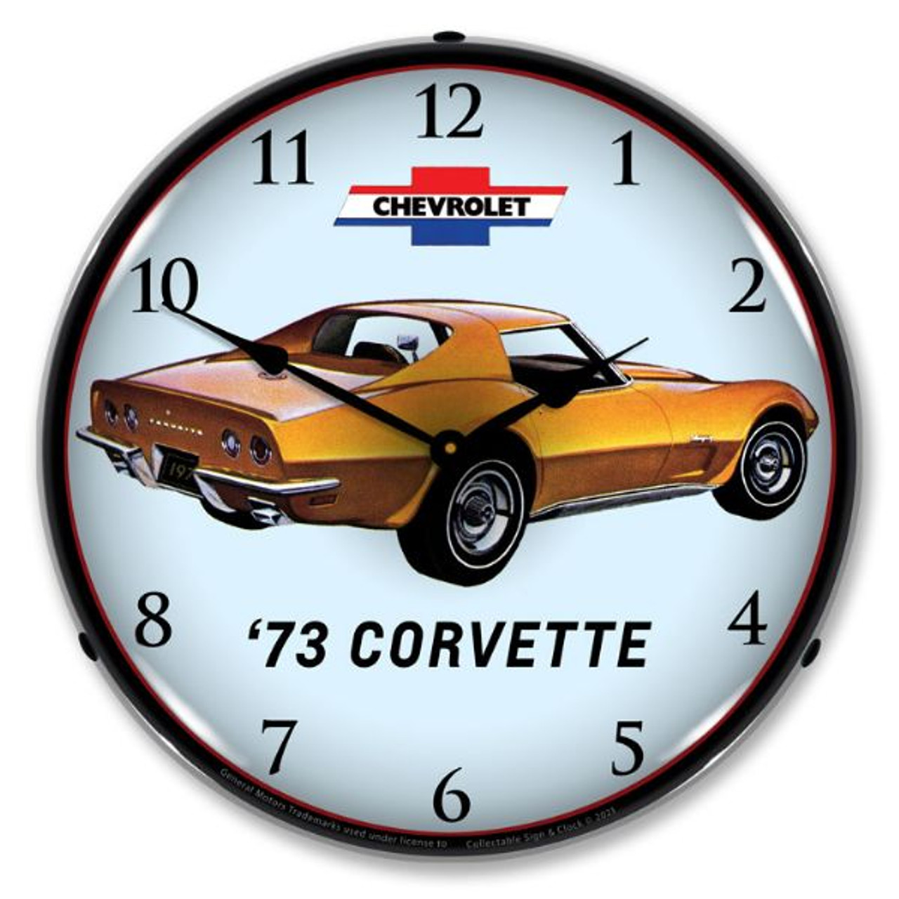 C3 1973 Gold Corvette LED Backlit Clock
