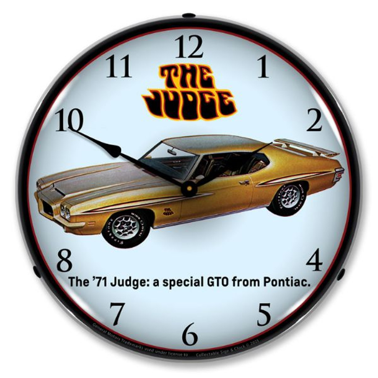 1971 Gold Pontiac GTO The Judge LED Backlit Clock
