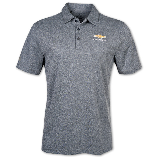 Chevrolet Gold Bowtie Heathered Adidas Polo Shirt - Blue Heather