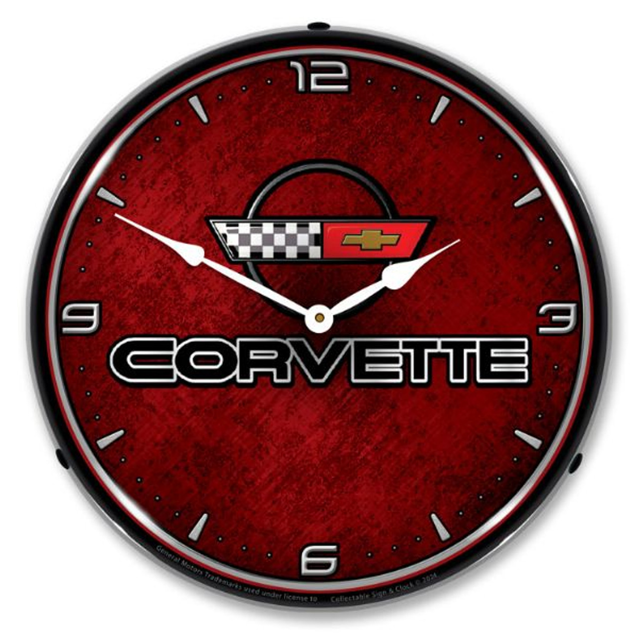 C4 Corvette Emblem Red LED Backlit Clock