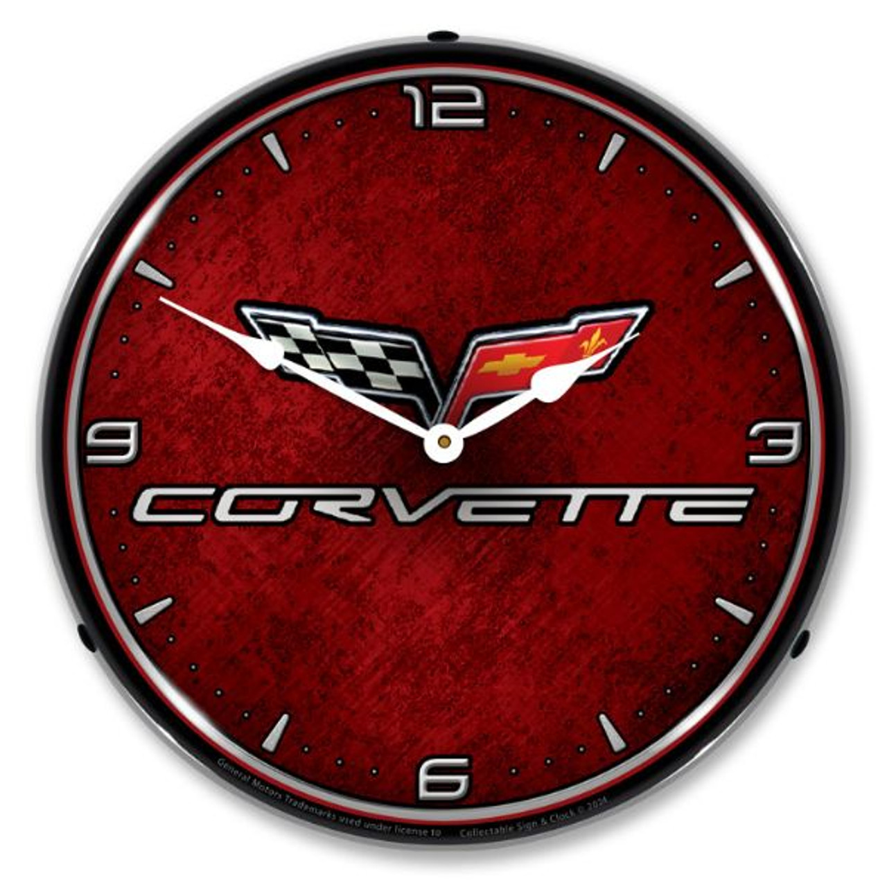 C6 Corvette Emblem Red LED Backlit Clock