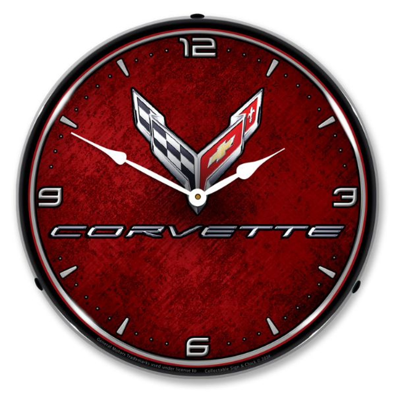 C8 Corvette Emblem Red LED Backlit Clock