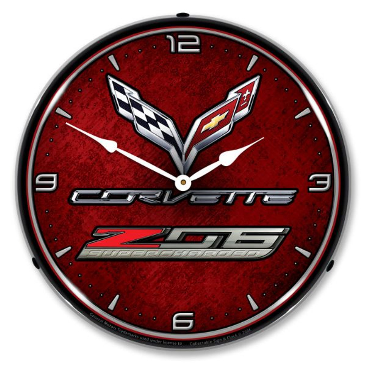 C7 Corvette Z06 Red LED Backlit Clock
