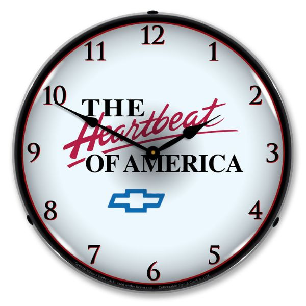 Chevrolet The Heartbeat of America LED Backlit Clock | Auto Gear
