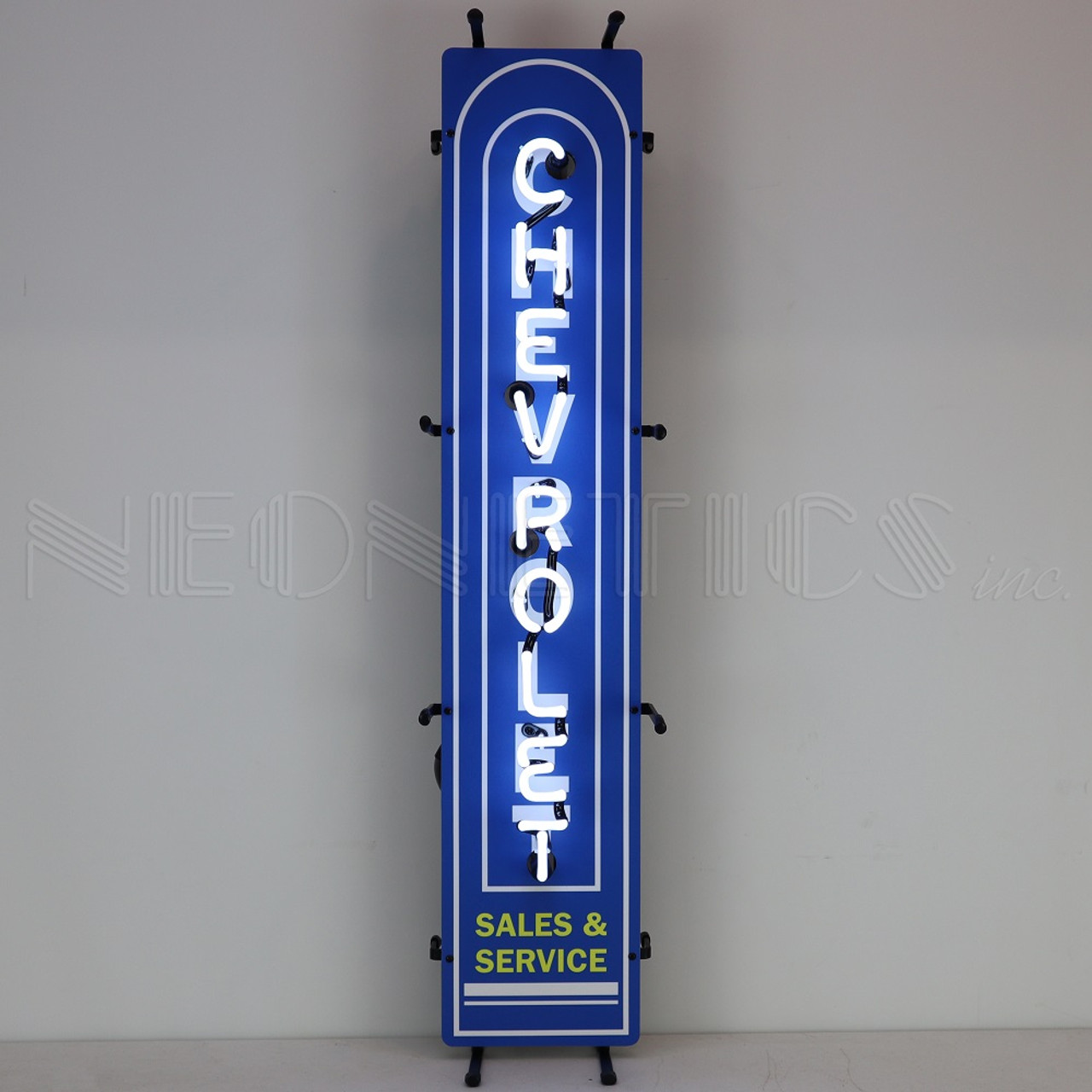 Small Vertical Chevrolet Sales & Service Neon Sign
