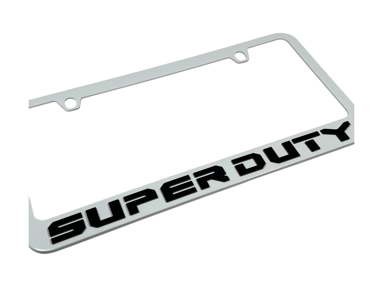 Ford Super Duty White License Plate Frame (angle)