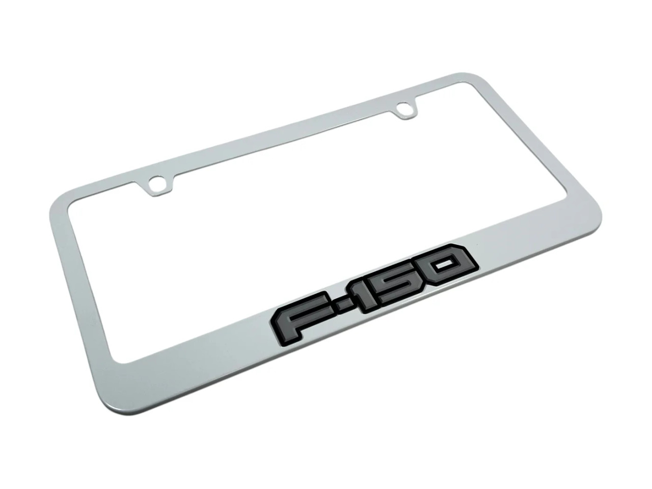 Ford F-150 White License Plate Frame (angle)