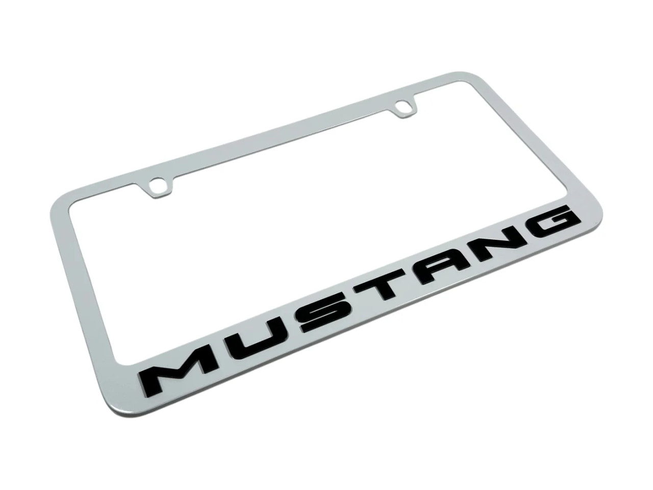 Ford Mustang White License Plate Frame (angle)