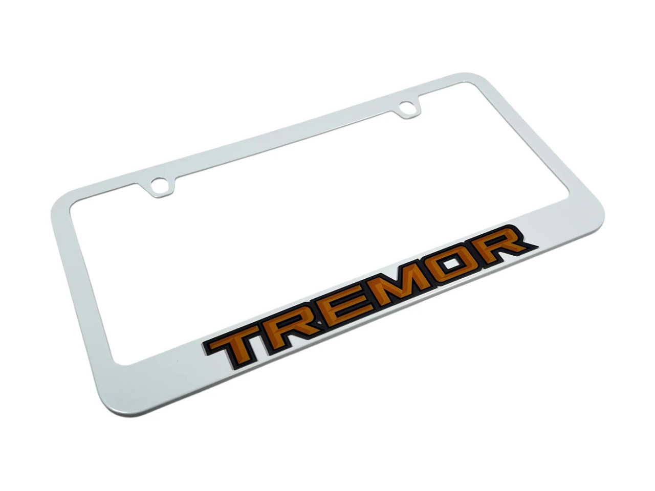 Ford Tremor White License Plate Frame (angle)