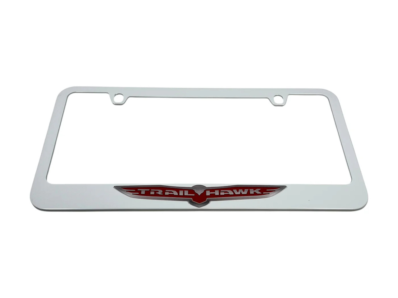 Jeep Trail Hawk White License Plate Frame
