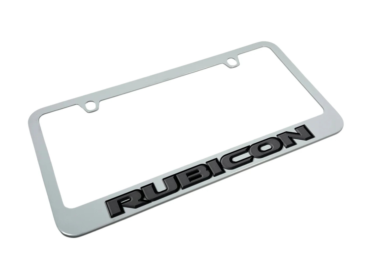 Jeep Rubicon White License Plate Frame (angle)