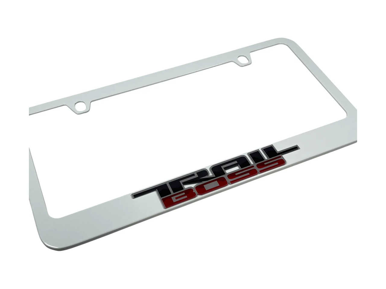 Chevrolet Trail Boss White License Plate Frame (zoom)
