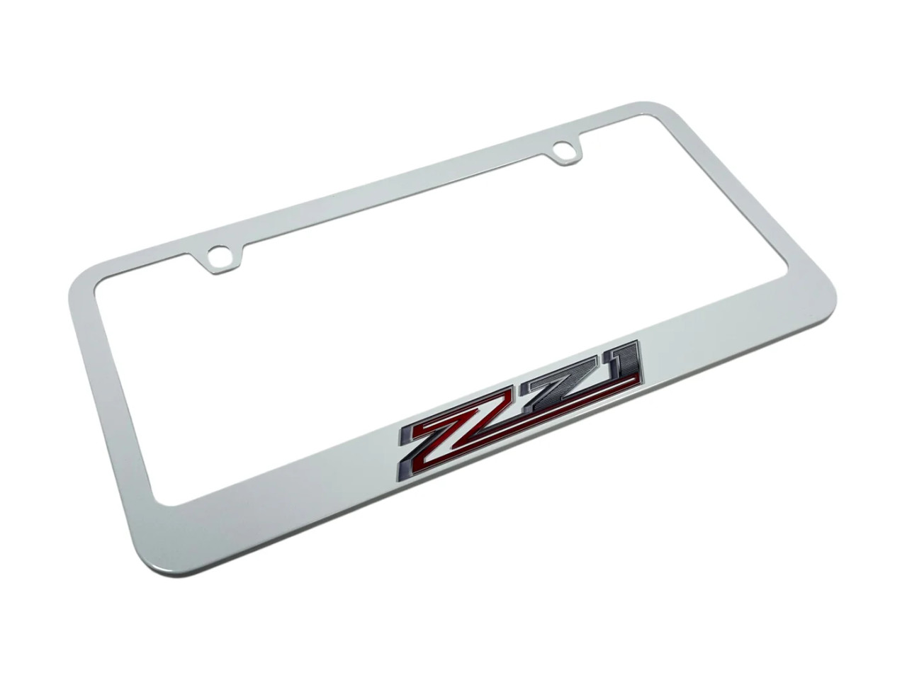 Chevrolet Z71 White License Plate Frame (angle)