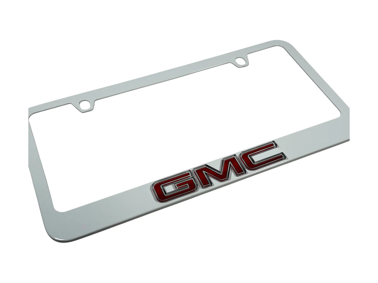 GMC White License Plate Frame (zoom)