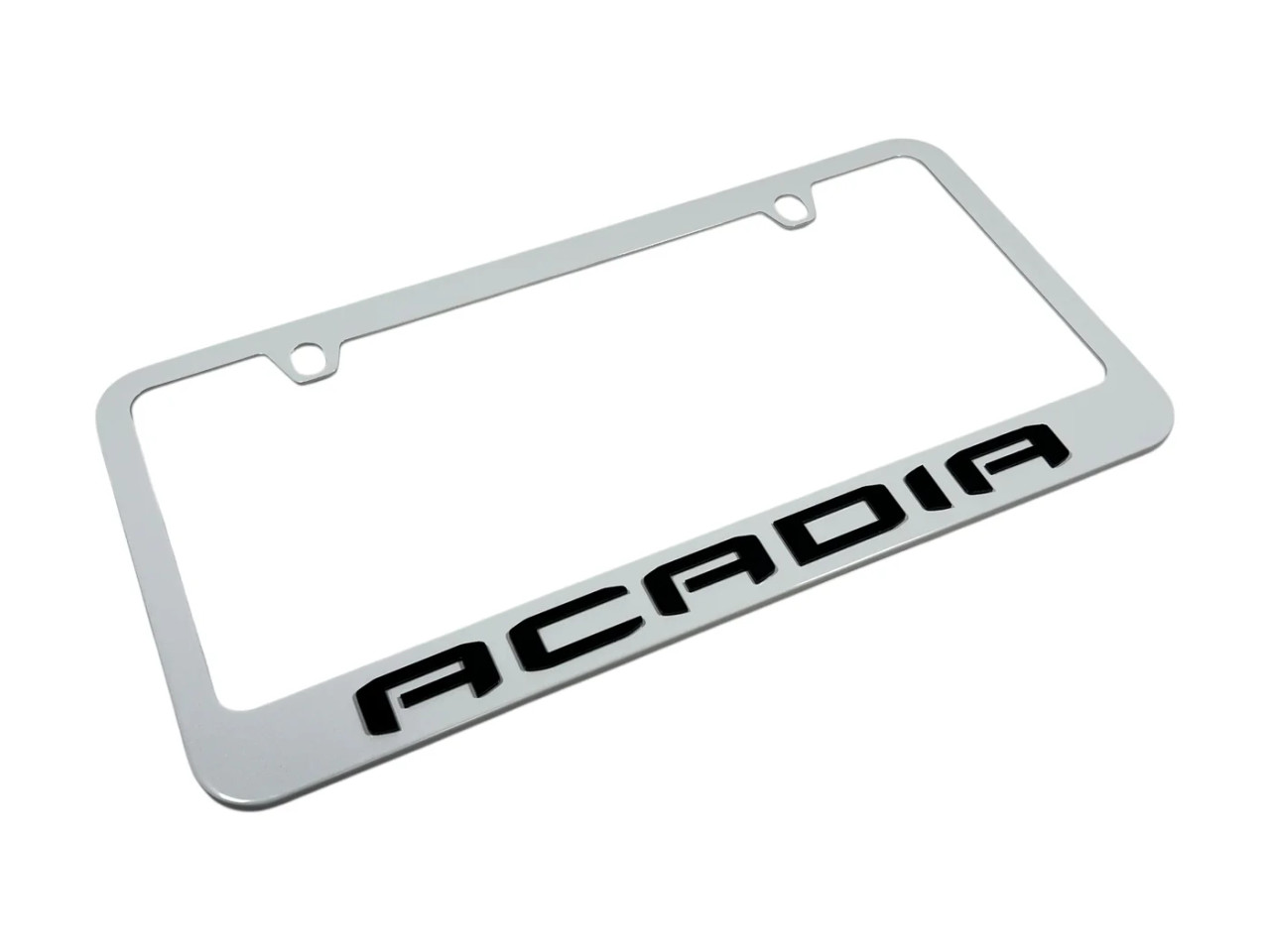GMC Acadia White License Plate Frame (angle)