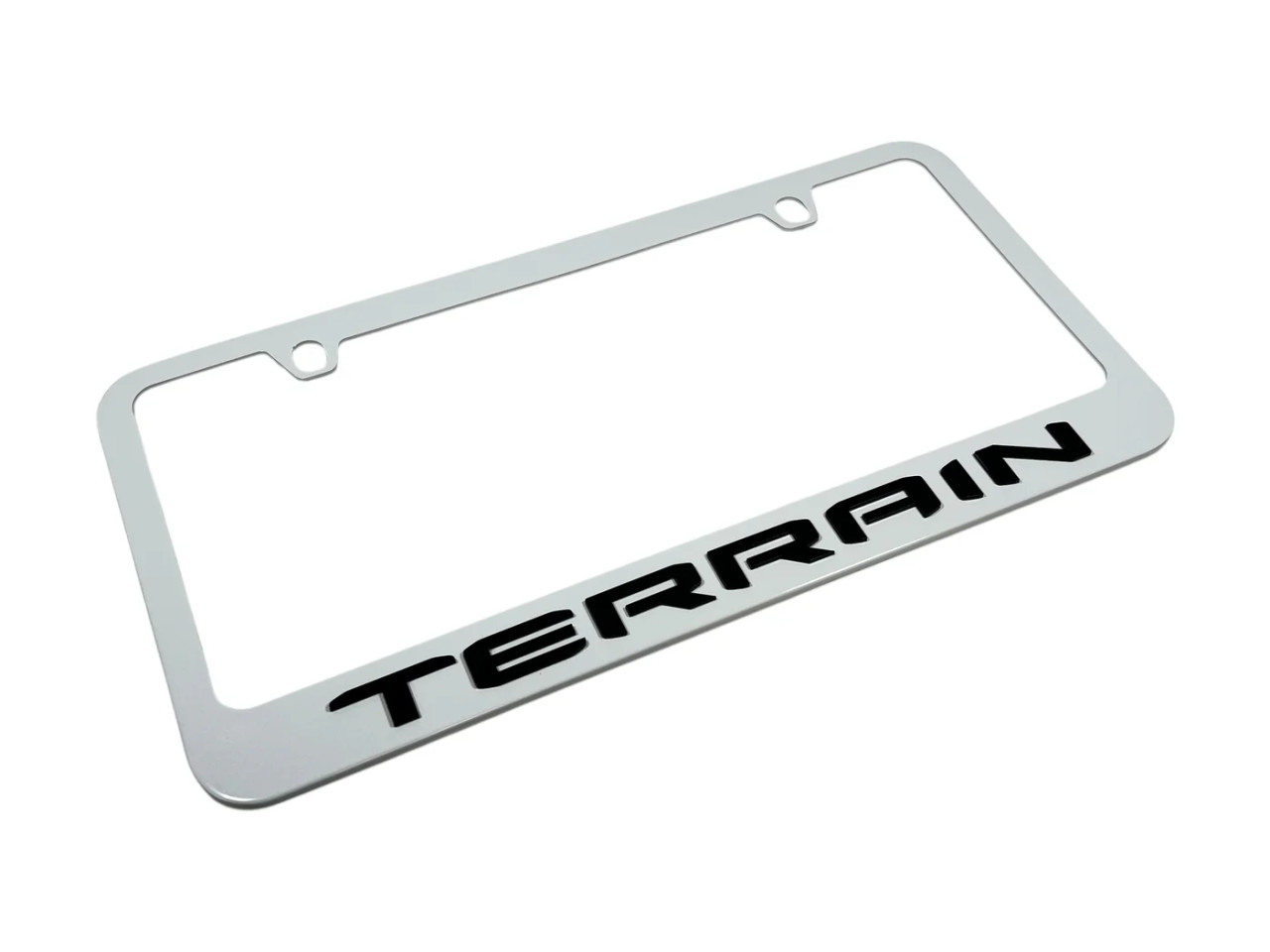 GMC Terrain White License Plate Frame (angle)