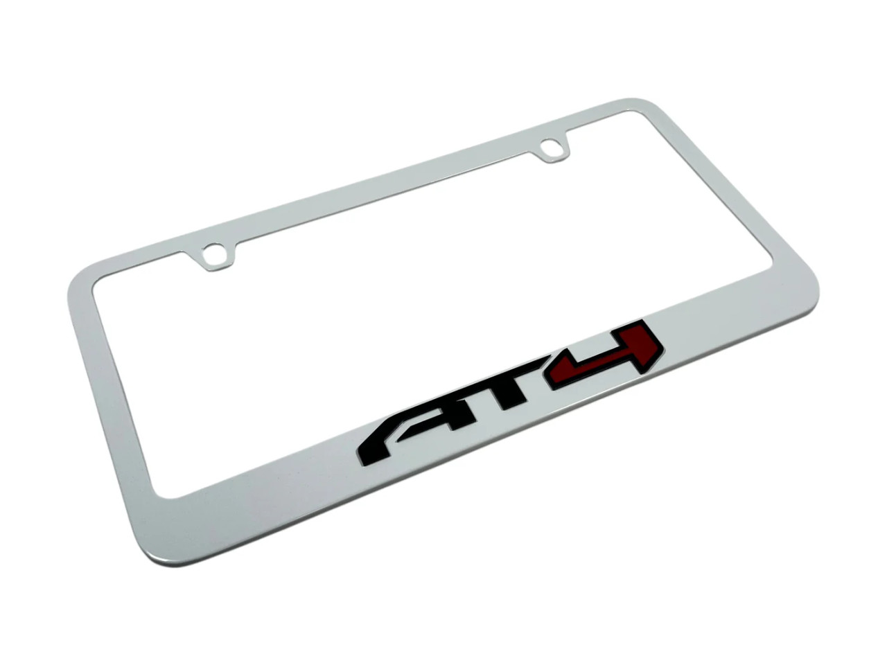 GMC AT4 White License Plate Frame (angle)