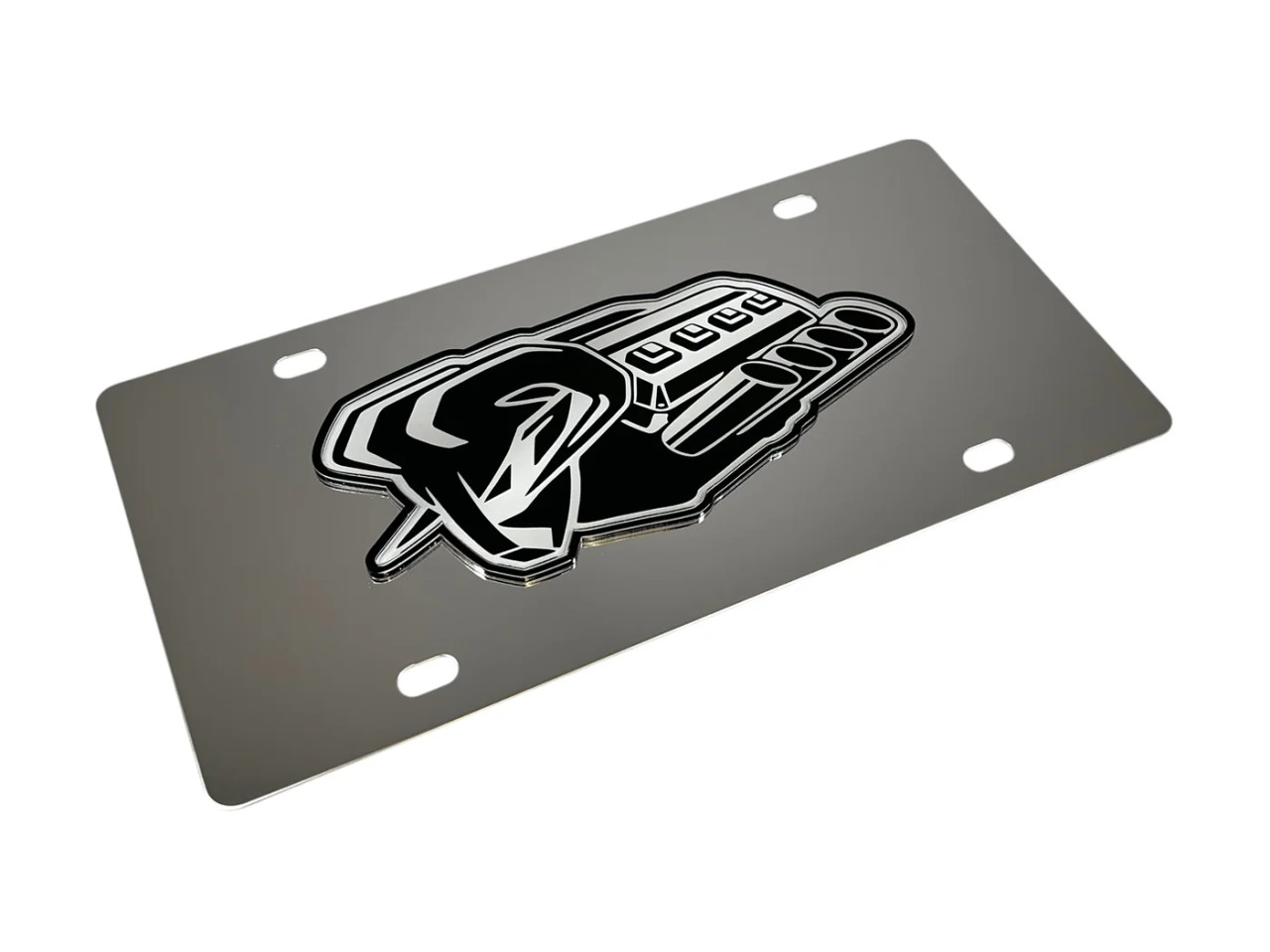 Dodge Ram Hemi Badge of Protest Stainless Steel License Plate (angled)