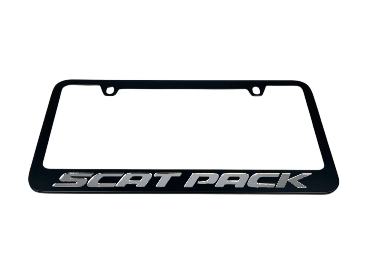 Dodge Scat Pack Black License Plate Frame - Mirror Letters