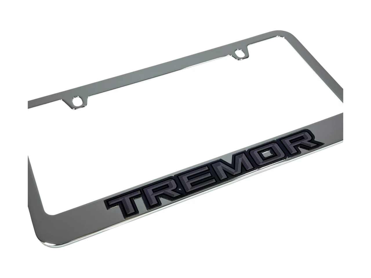 Ford Tremor Chrome License Plate Frame - Dark Letters (angled zoom)