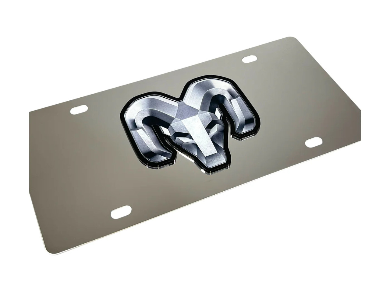 Dodge Ram Head Stainless Steel License Plate (angled zoom) Dodge Ram Head Stainless Steel License Plate (angled zoom)