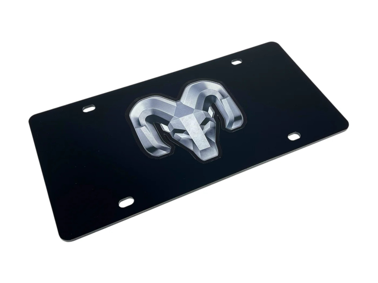 Dodge Ram Head Black Acrylic License Plate (angled) Dodge Ram Head Black Acrylic License Plate (angled)