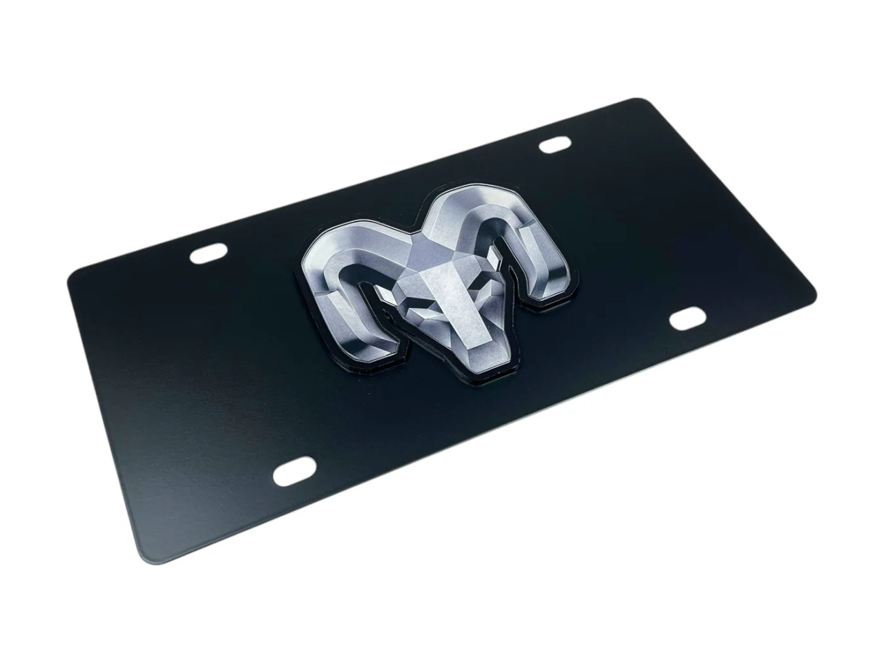 Dodge Ram Head Carbon Stainless Steel License Plate (angled) Dodge Ram Head Carbon Stainless Steel License Plate (angled)