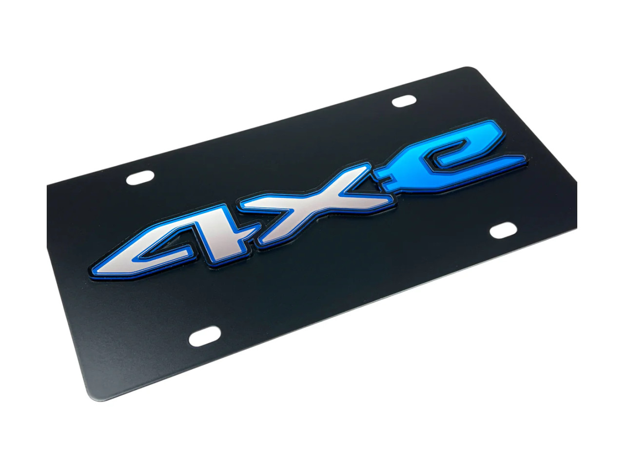 Jeep 4XE Carbon Stainless Steel License Plate (angled zoom)