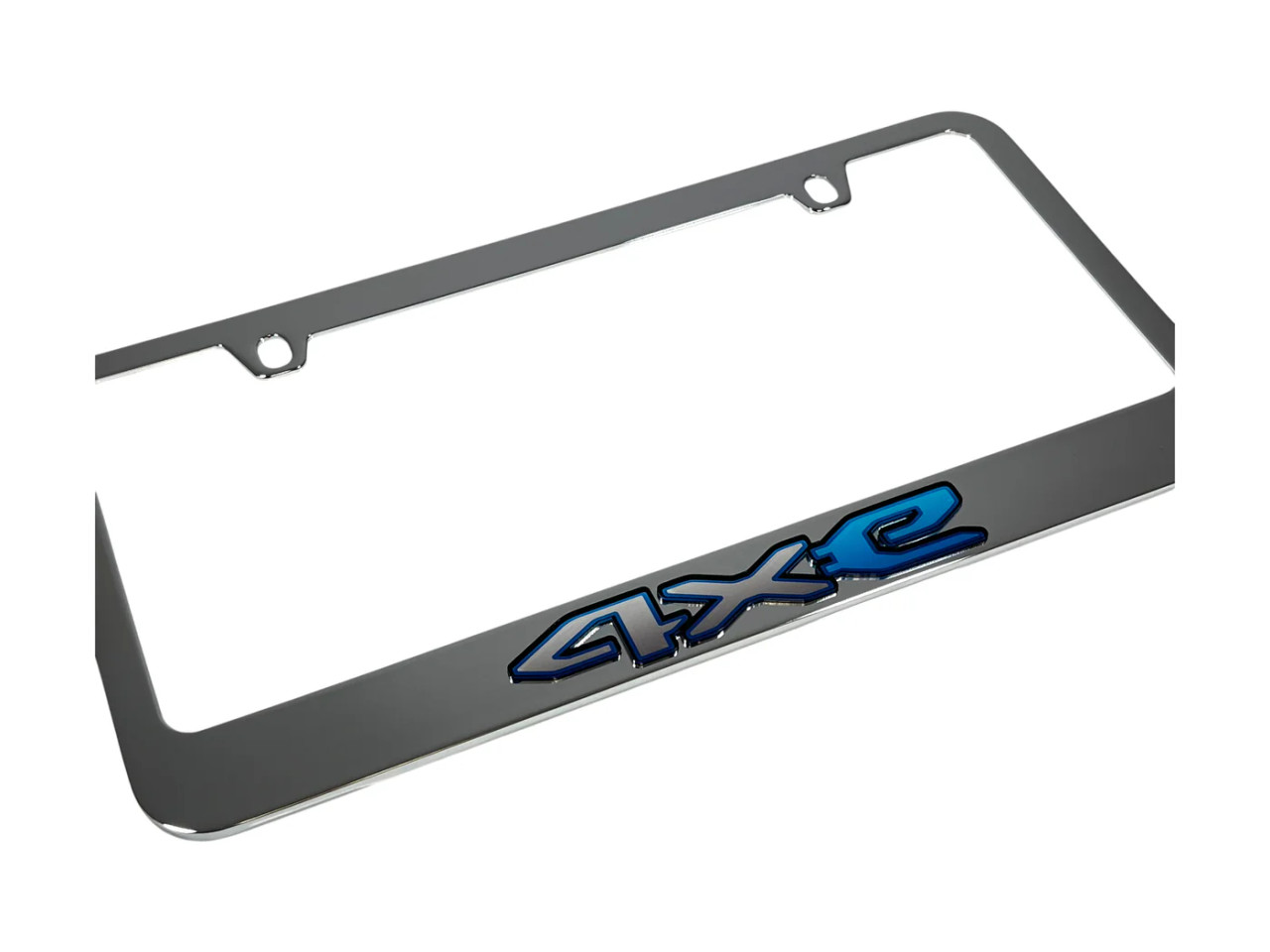 Jeep 4XE Chrome License Plate Frame (angled zoom)