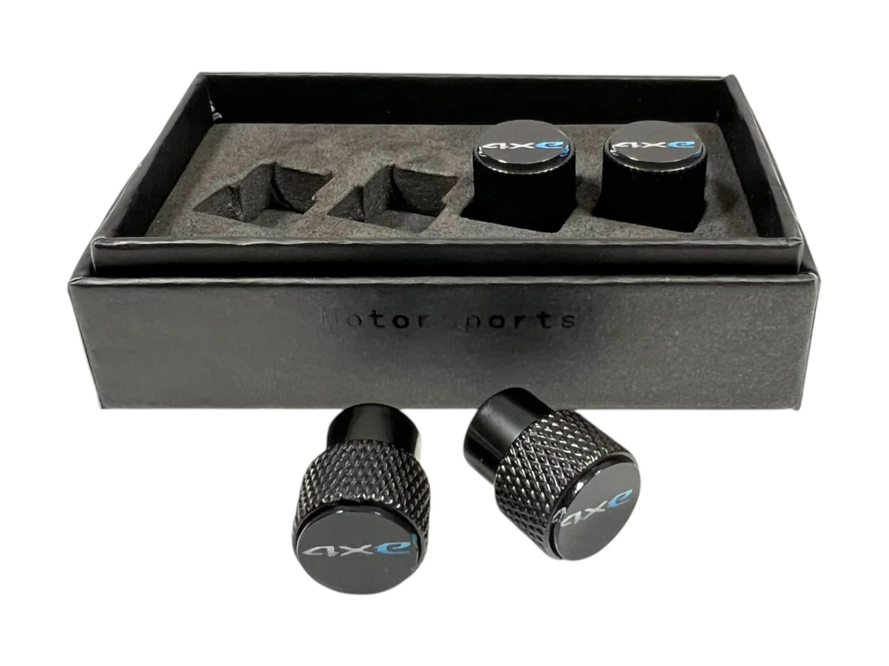 Jeep 4XE Black Metal Valve Stem Caps (knurled)