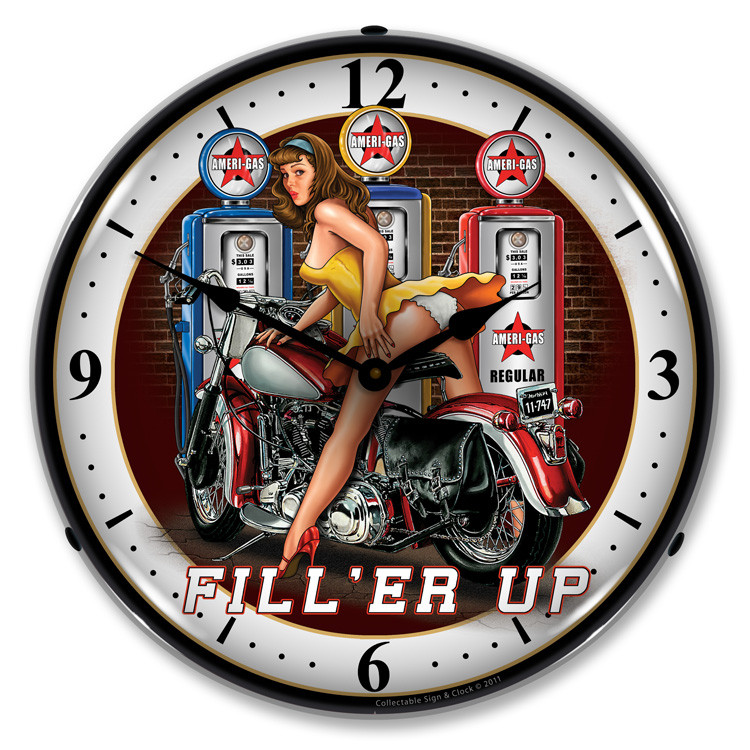 Fill'er Up Motorcycle LED Backlit Clock