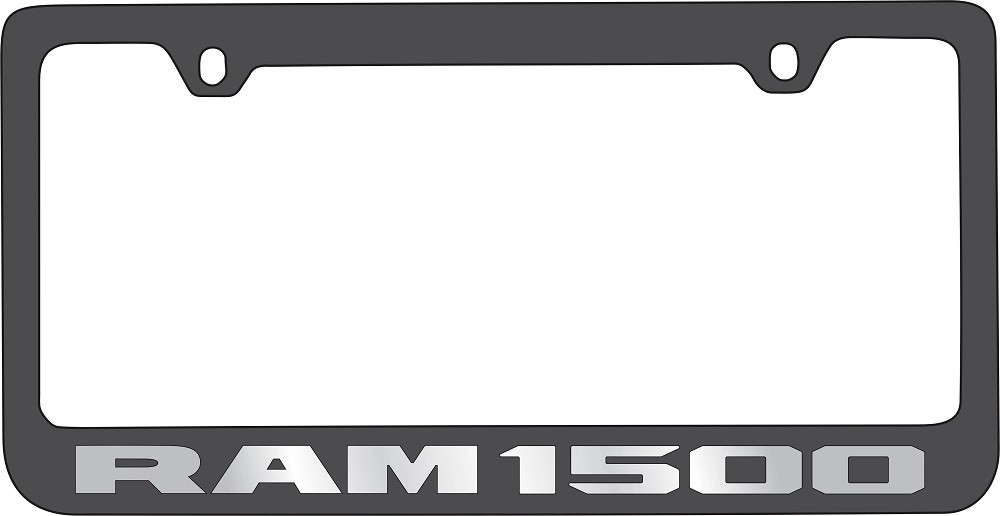 Dodge Ram 1500 Black License Plate Frame - Mirror Letters