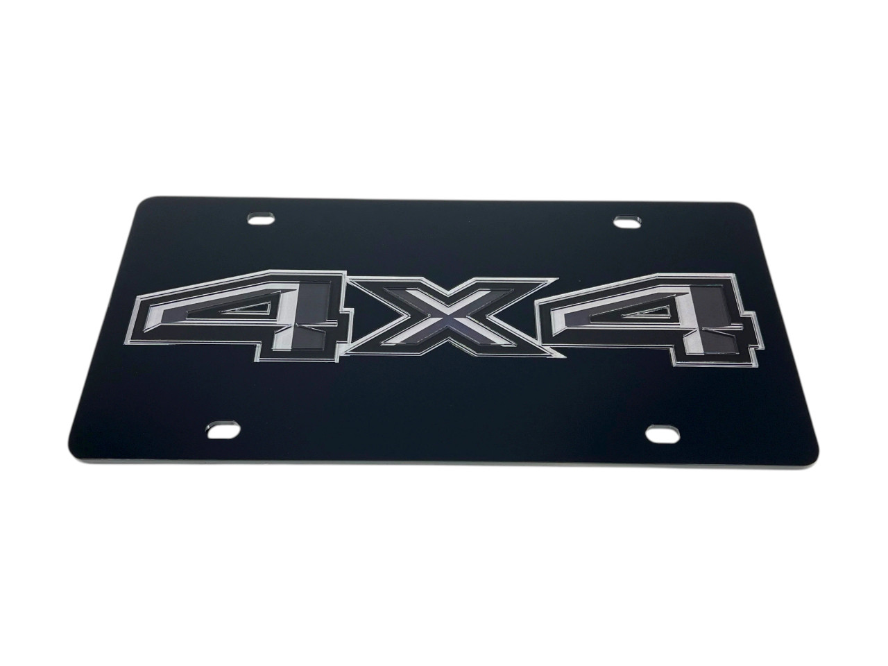 Ford 4X4 Black Acrylic License Plate - Dark Logo