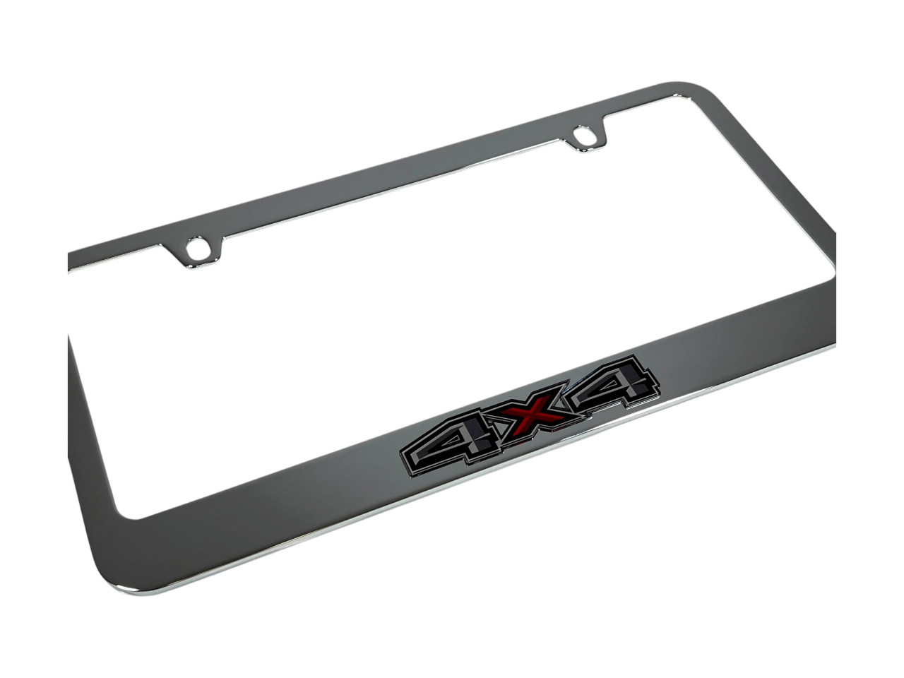 Ford 4X4 Chrome License Plate Frame - Color Logo (angled zoom)