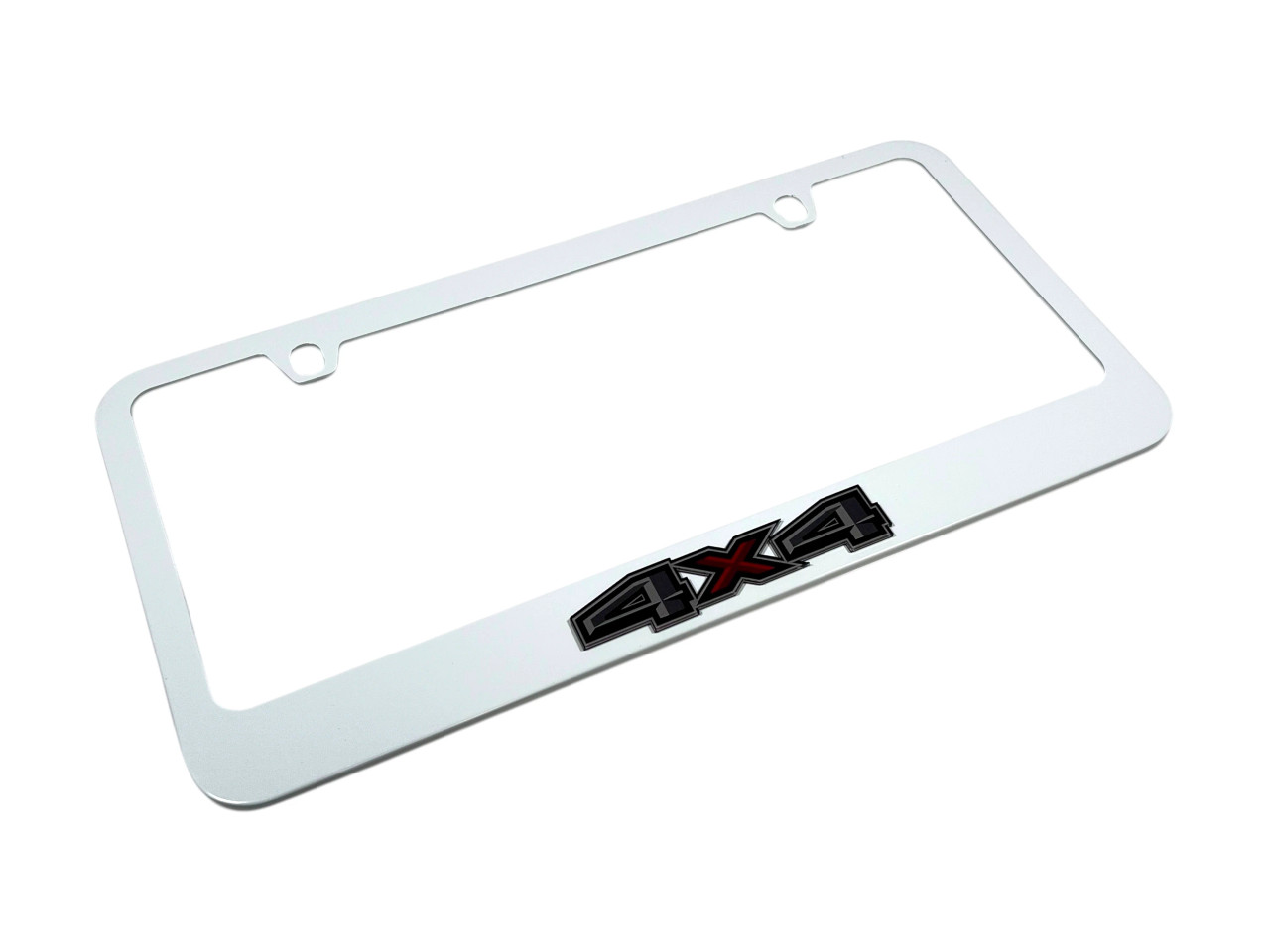Ford 4X4 White License Plate Frame - Color Logo (angled)